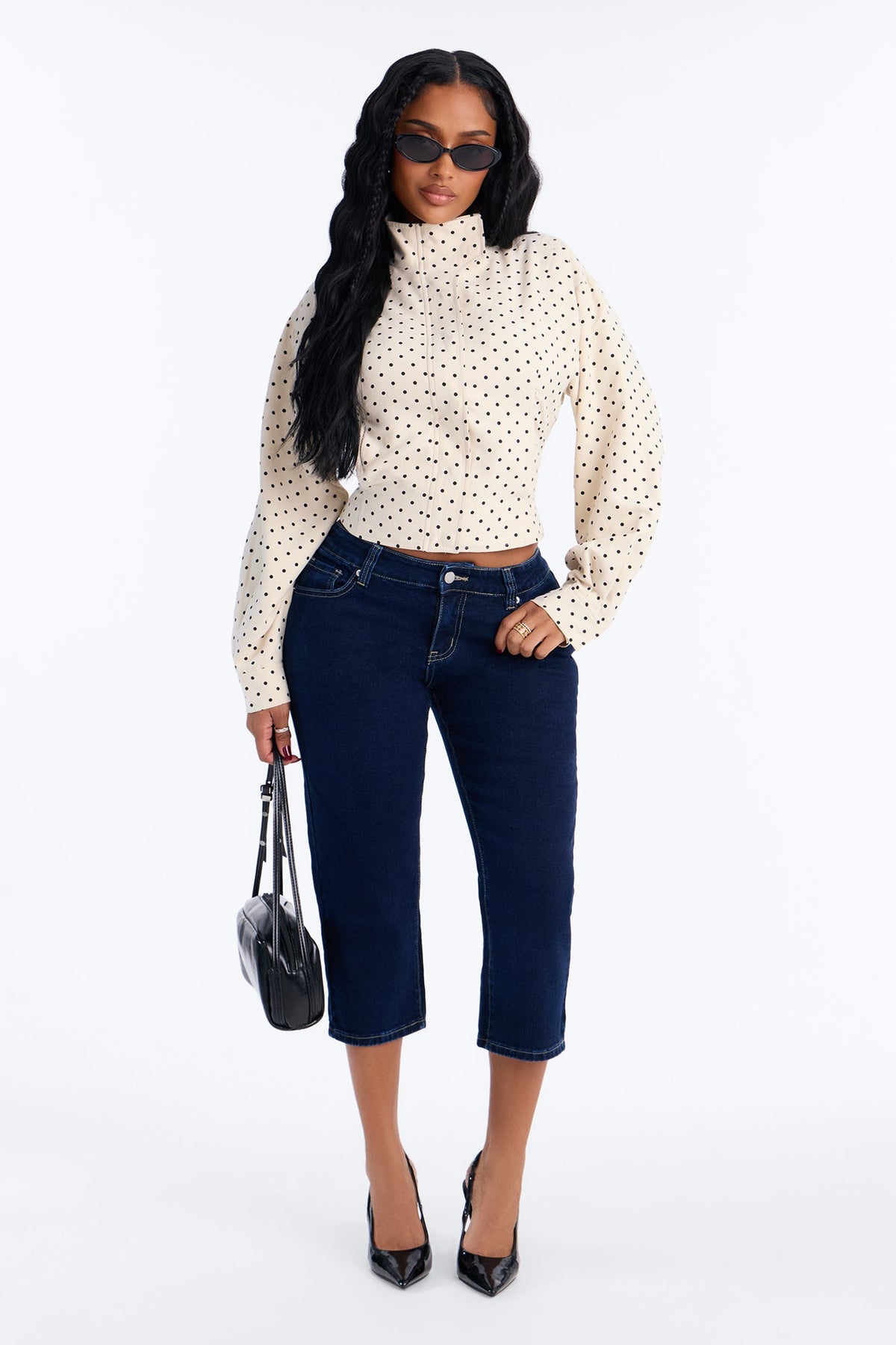 Delete Her Number Low Rise Skinny Capri Jeans - Dark Denim