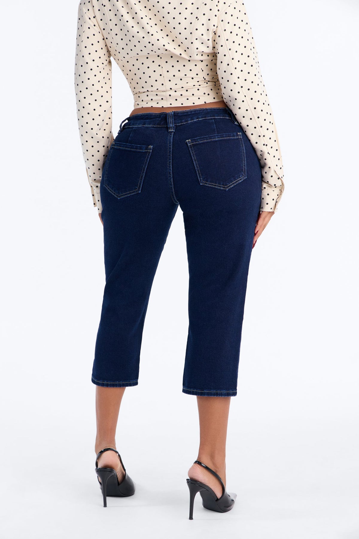Delete Her Number Low Rise Skinny Capri Jeans - Dark Denim