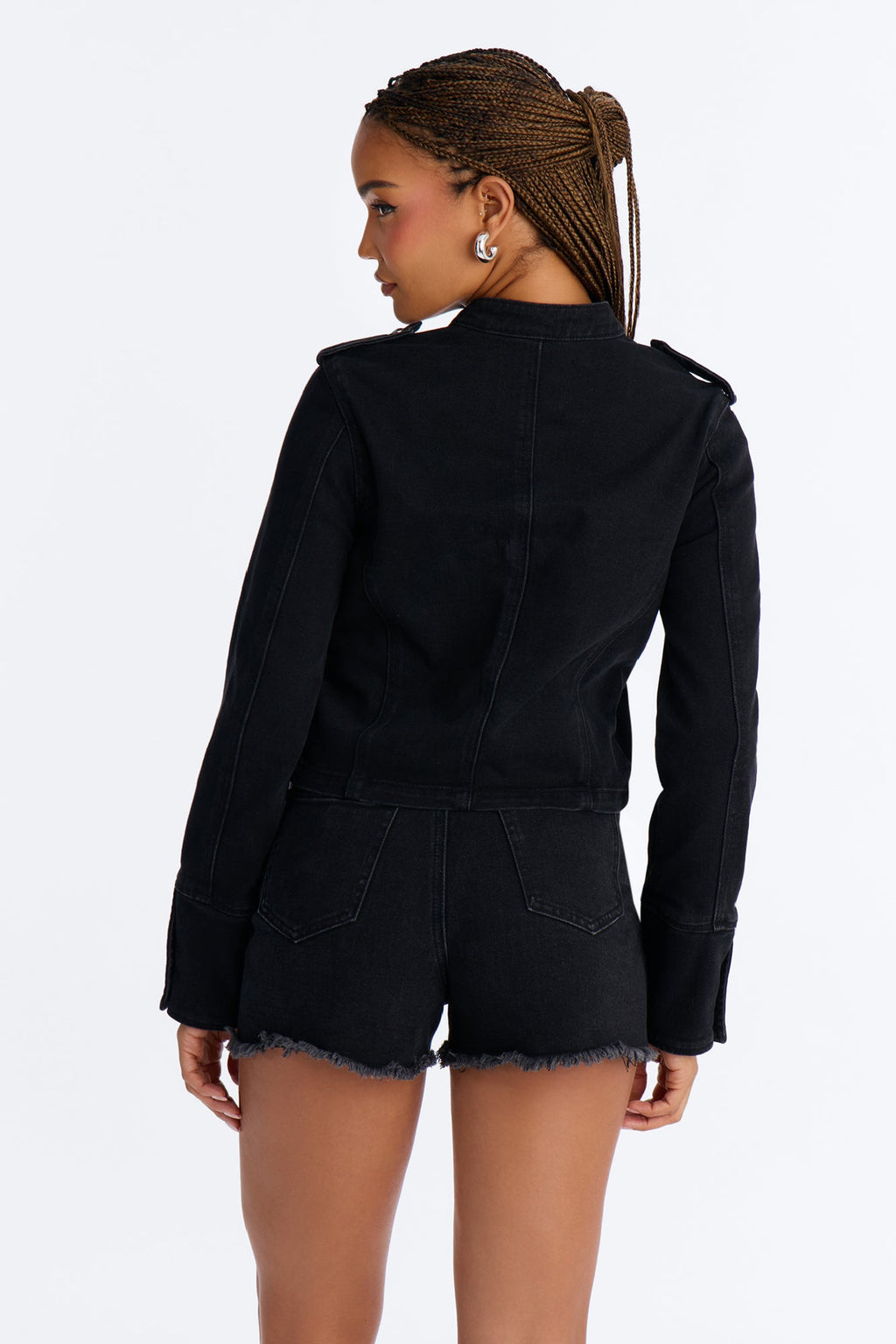 Defended You Decorated Stretch Denim Jacket - Black Wash