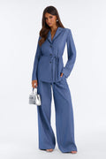 Chic Authority Blazer Pant Set - Blue