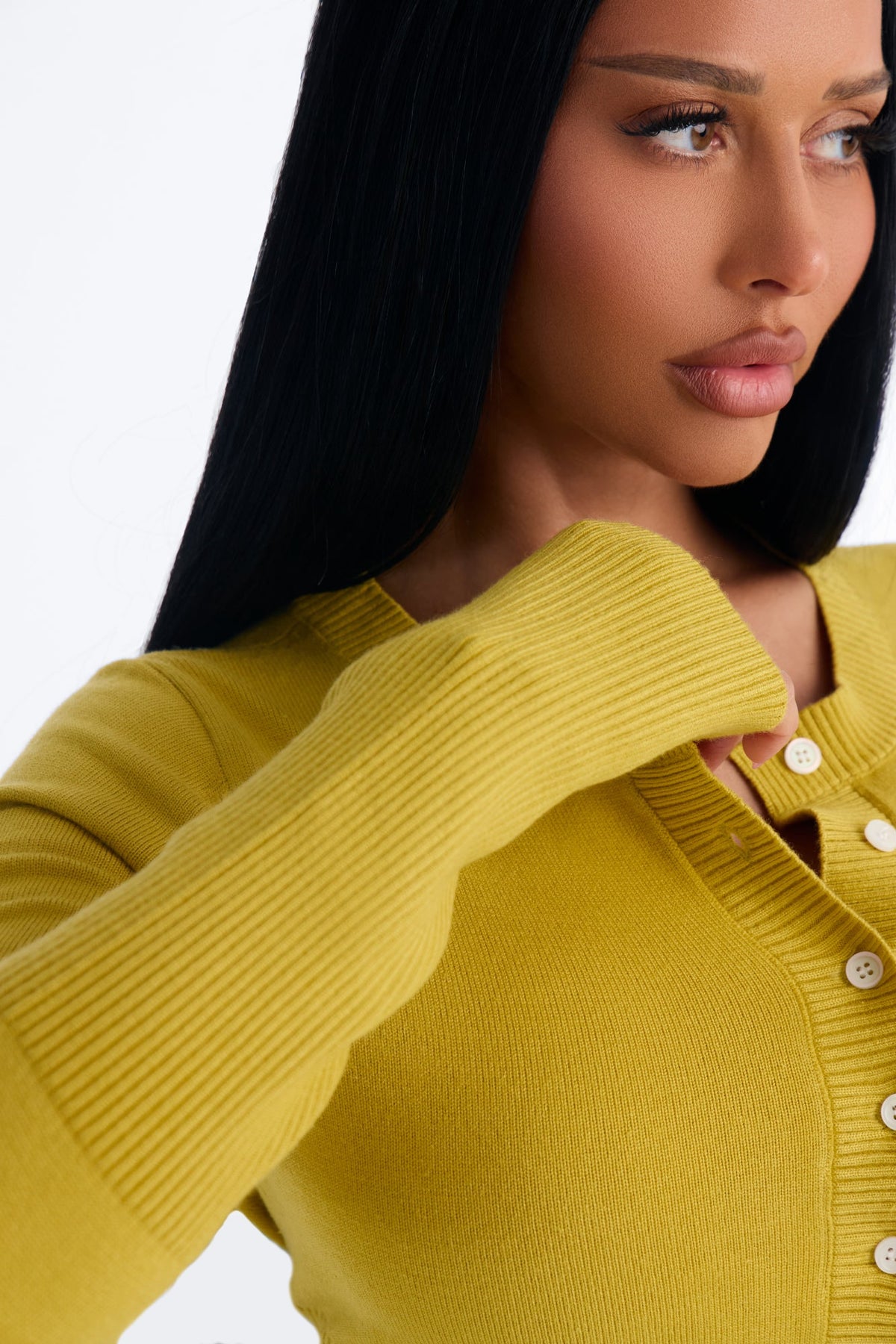 On A Daily Crew Neck Cardigan - Chartreuse
