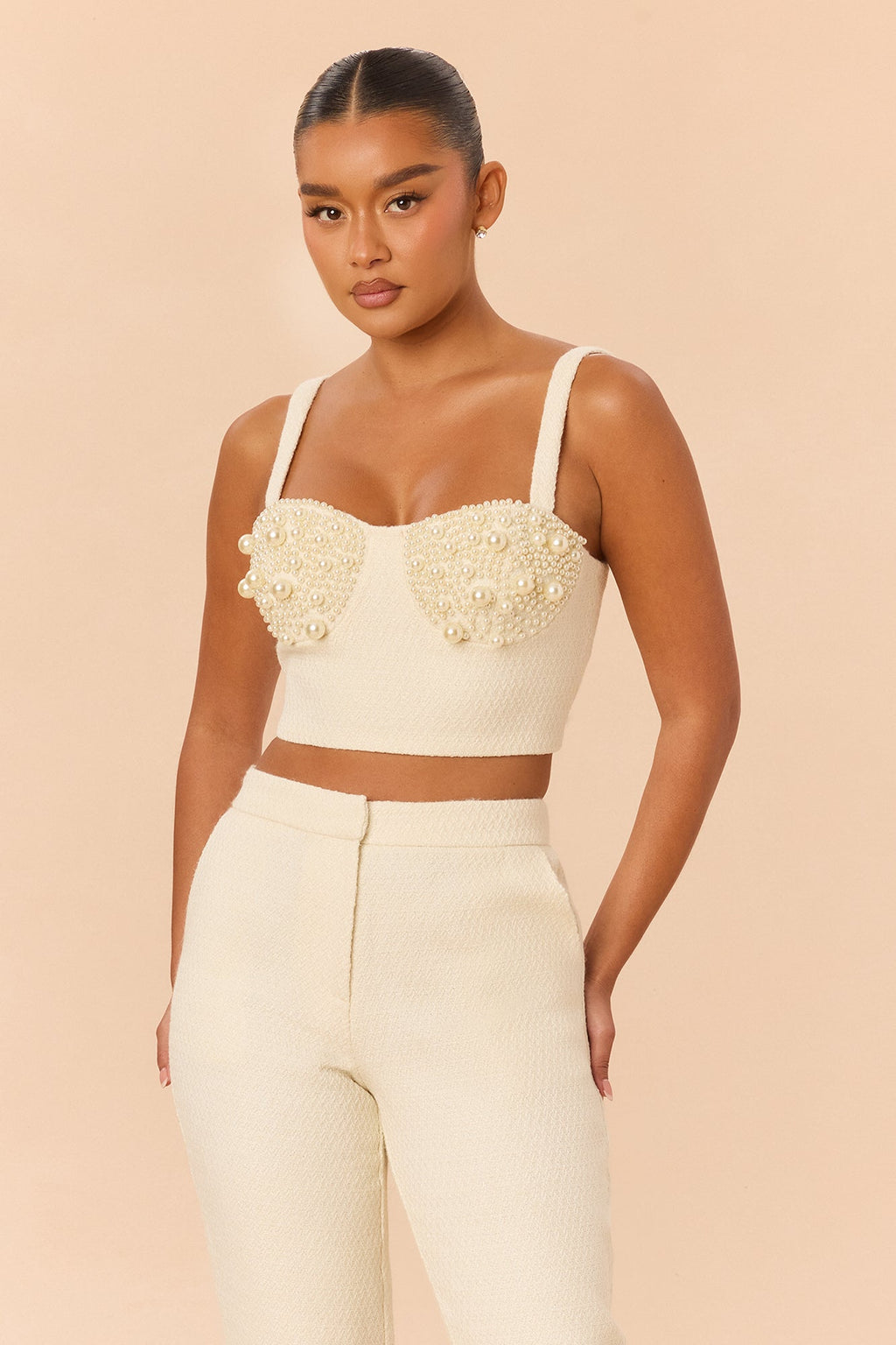 Soft Life 3 Piece Tweed Pant Set - Ivory