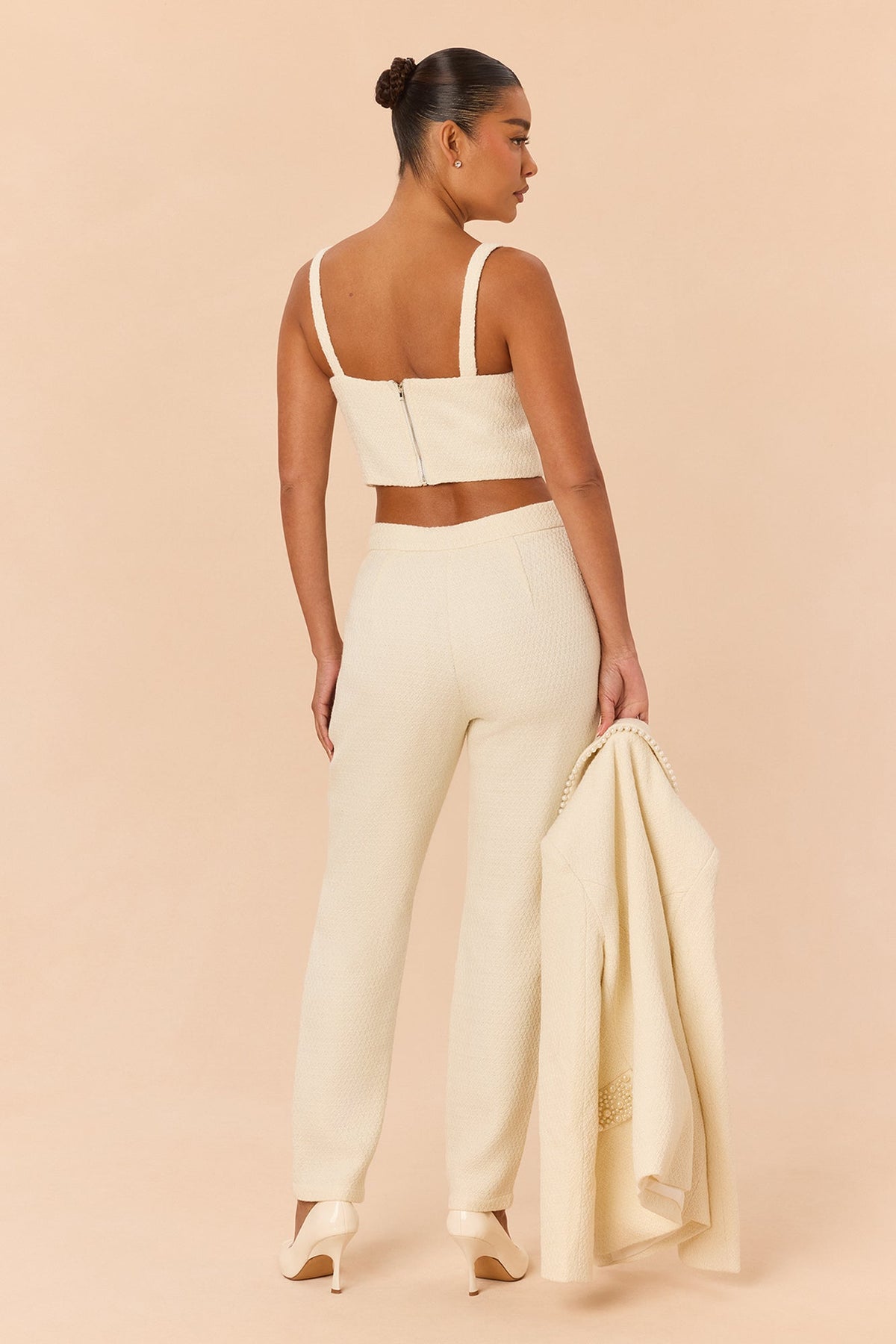 Soft Life 3 Piece Tweed Pant Set - Ivory