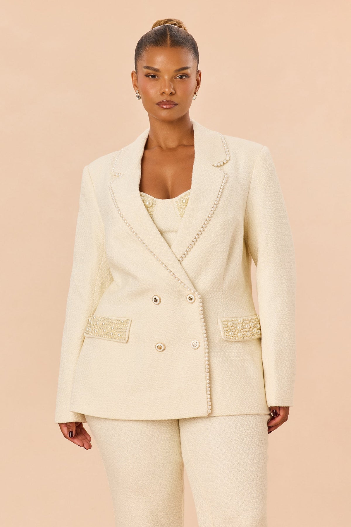 Soft Life 3 Piece Tweed Pant Set - Ivory