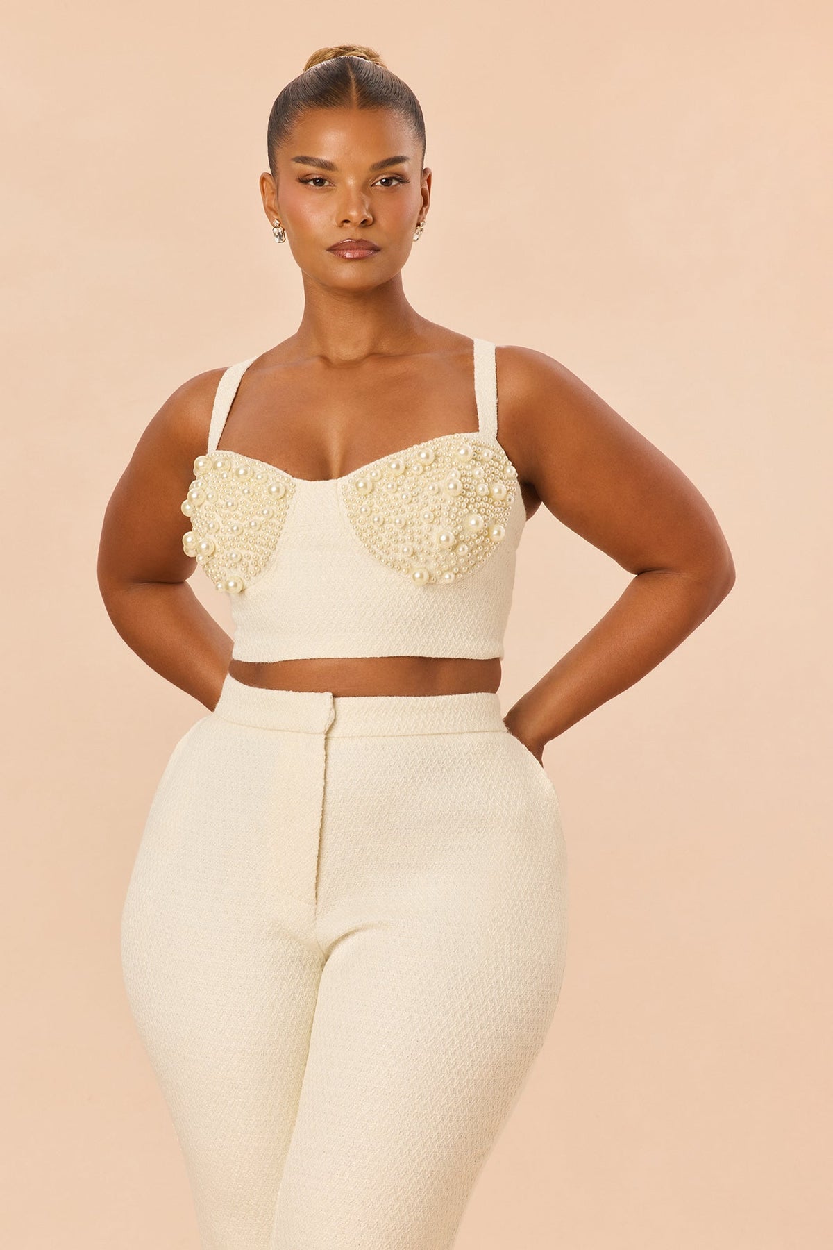 Soft Life 3 Piece Tweed Pant Set - Ivory