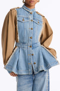 Under My Rule Reconstructed Denim Jacket - Light Wash