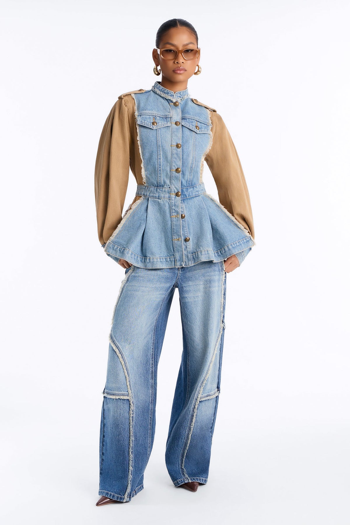 Under My Rule Reconstructed Denim Jacket - Light Wash