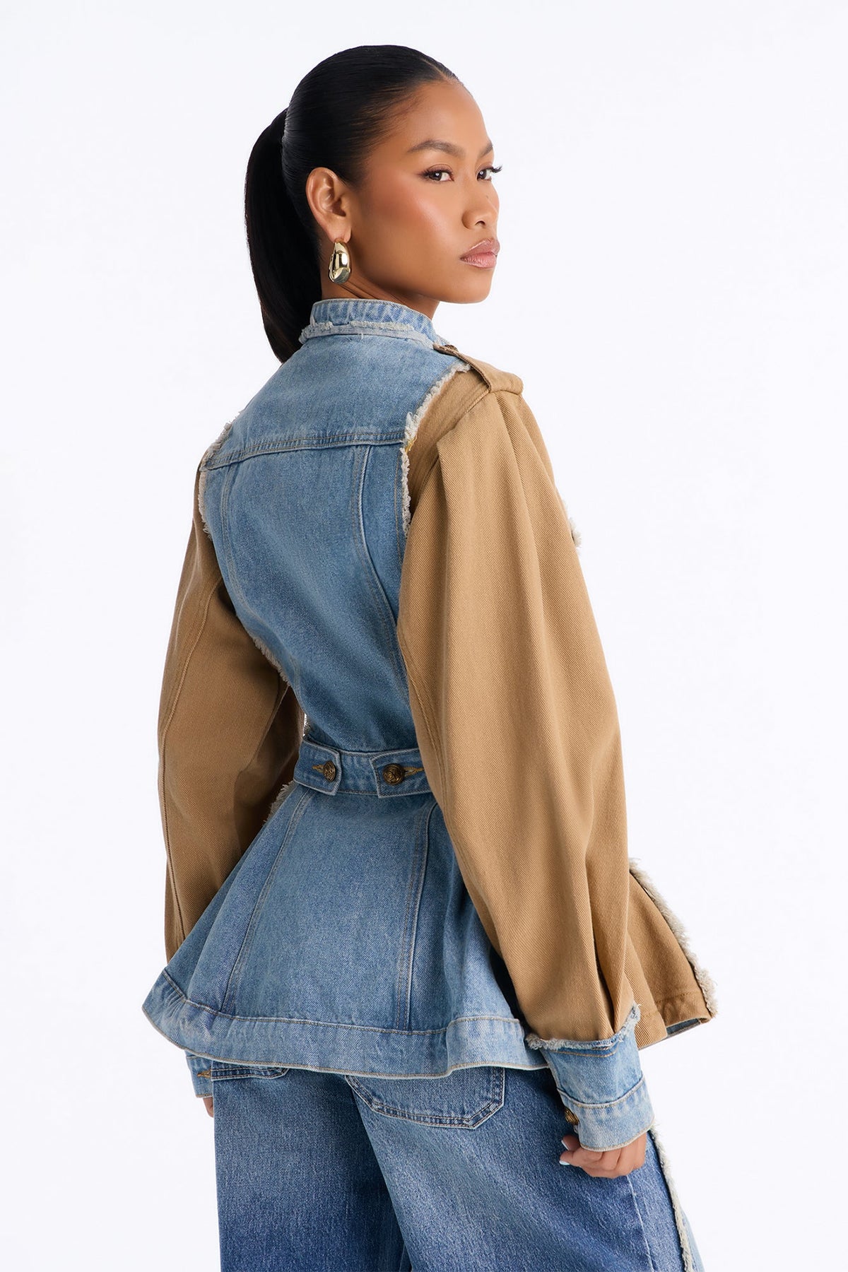 Under My Rule Reconstructed Denim Jacket - Light Wash