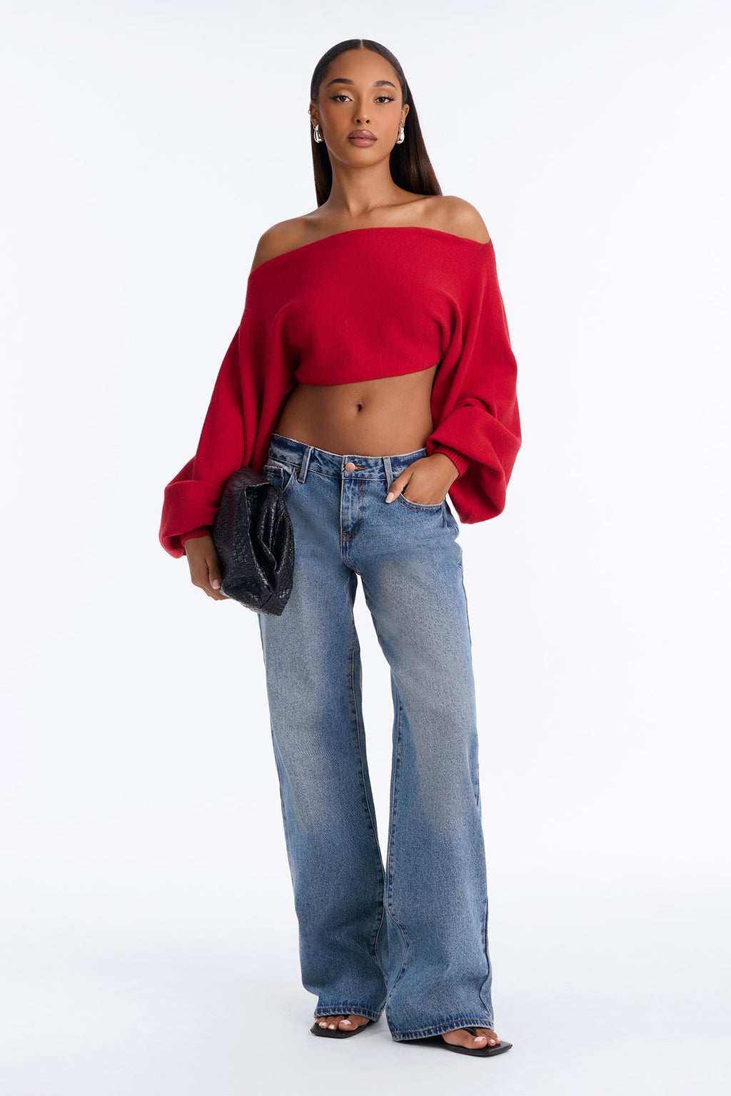 Love Away One Shoulder Sweater Top - Red
