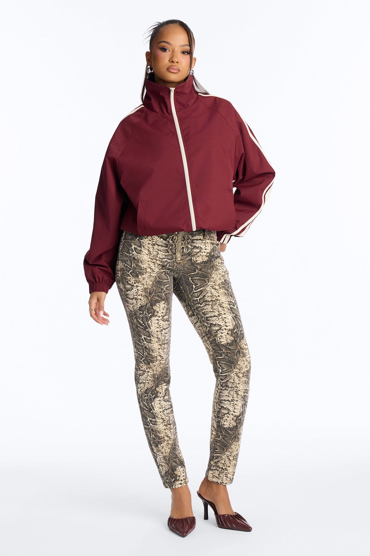 Exotic Nights Snake Print Skinny Jeans - Brown/combo