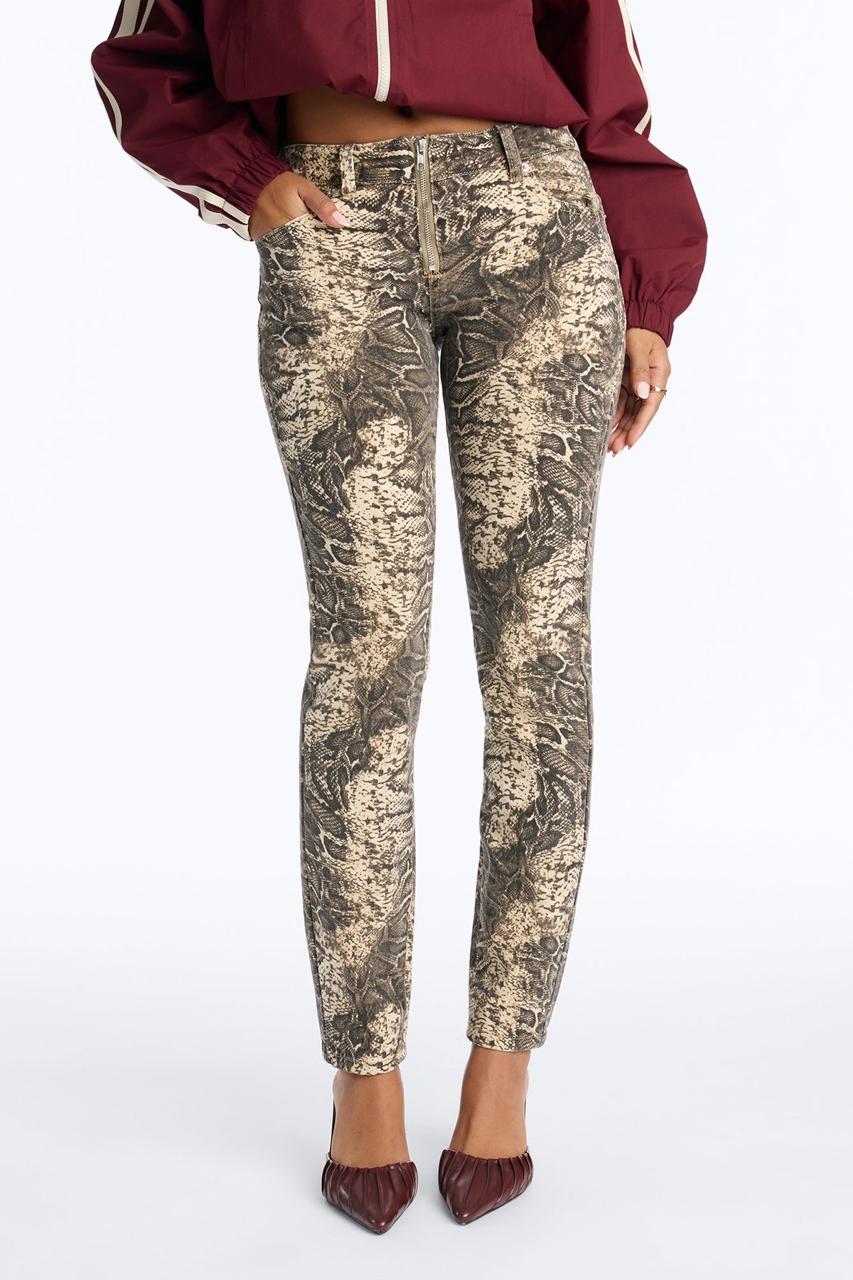 Exotic Nights Snake Print Skinny Jeans - Brown/combo