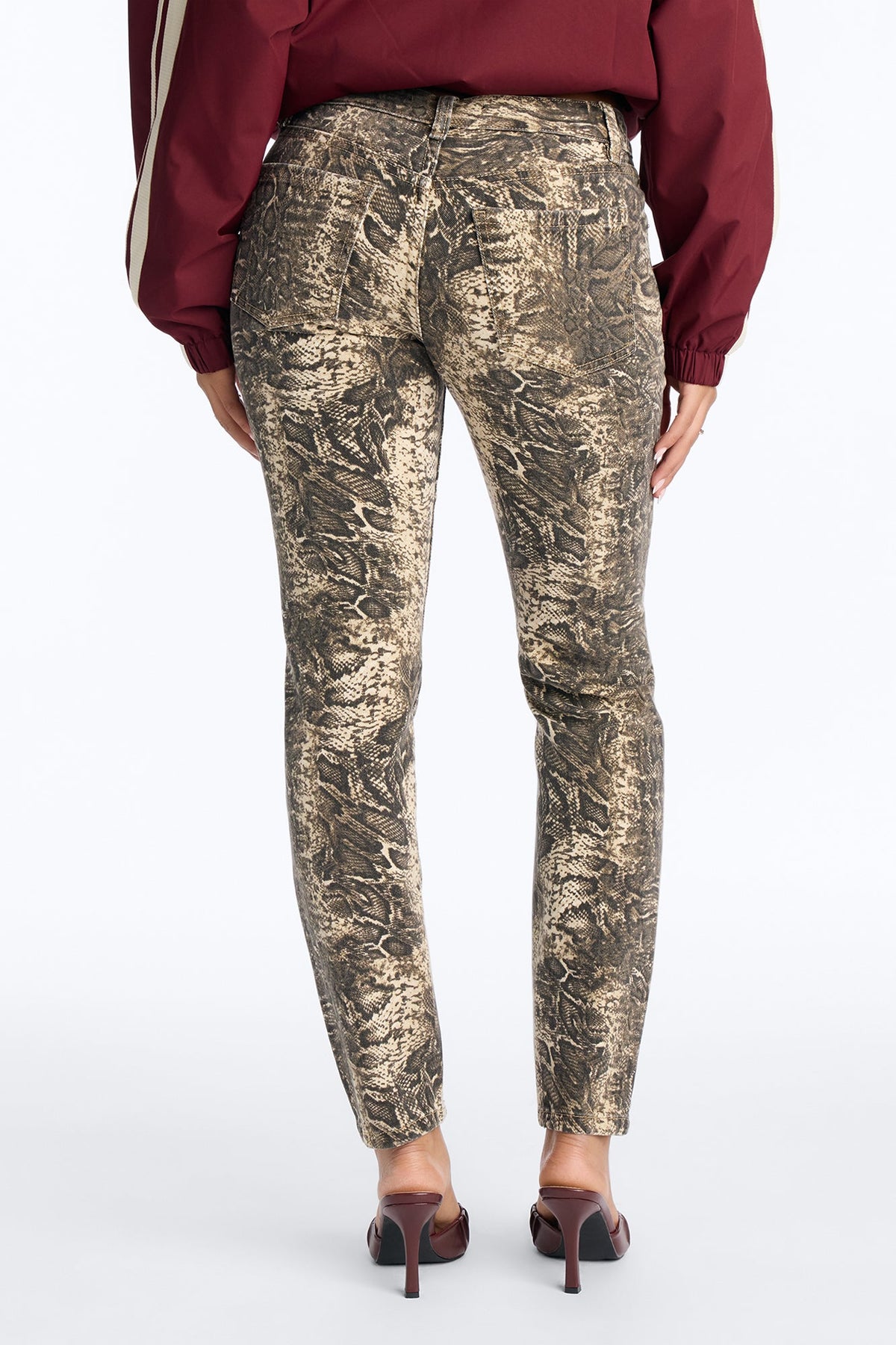 Exotic Nights Snake Print Skinny Jeans - Brown/combo