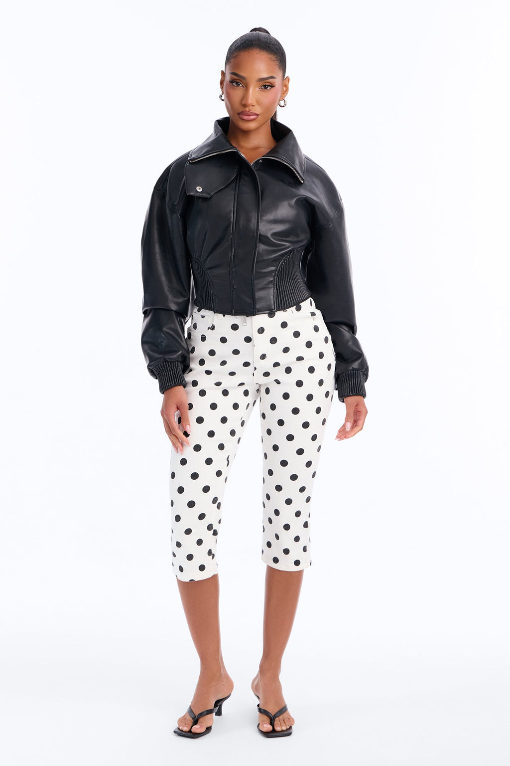 Dotty For You Printed Capri Jeans - White/combo