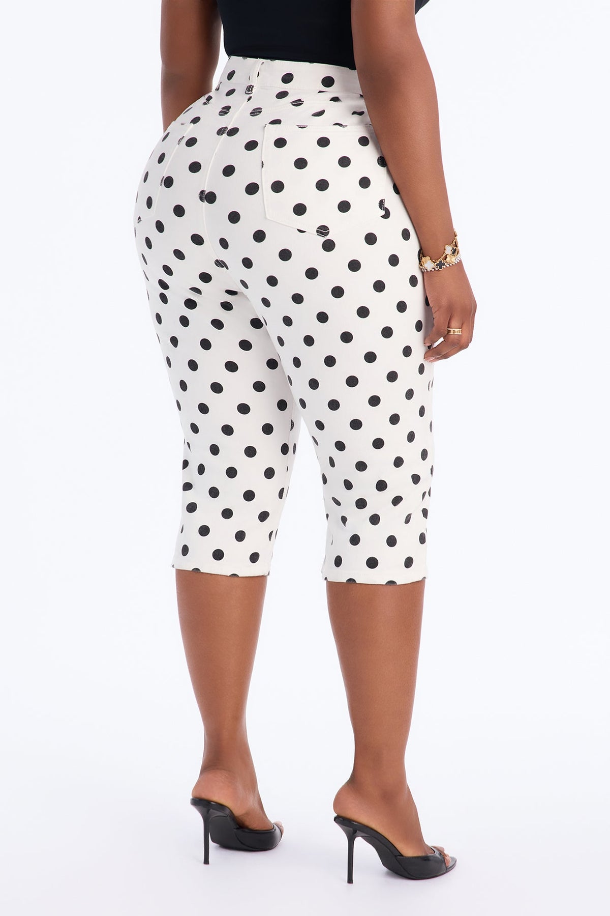 Dotty For You Printed Capri Jeans - White/combo