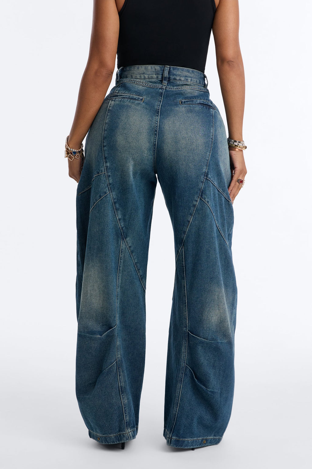 Know The Vibes High Rise Hem Adjuster Jeans - Dark Wash