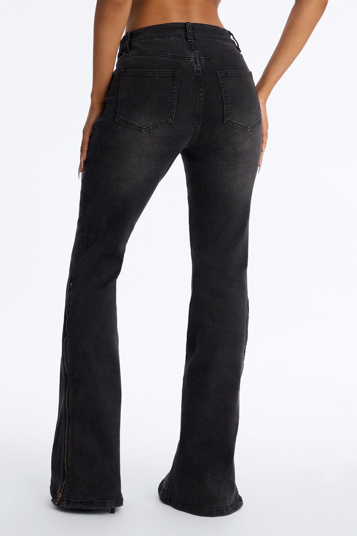 Zip It Good Stretch Flare Jeans - Black Wash