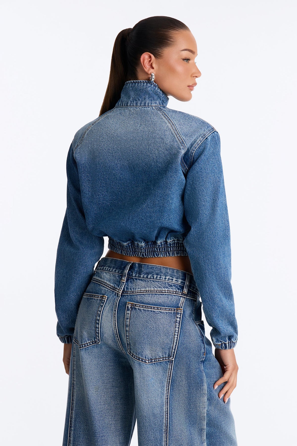 Canton Clasp Denim Bomber Jacket - Dark Wash