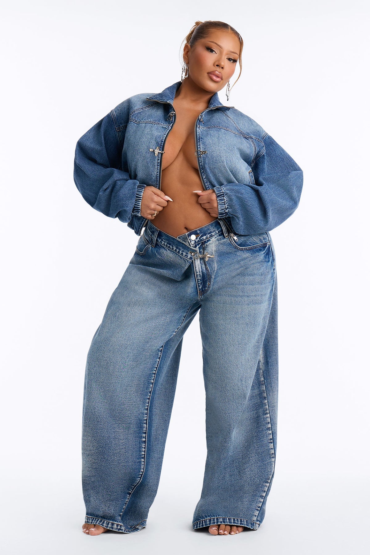Canton Clasp Wide Leg Jeans - Dark Wash