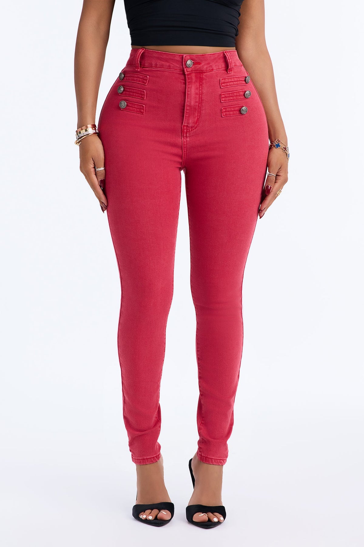 Sailor Girl Novelty Skinny Jeans - Red
