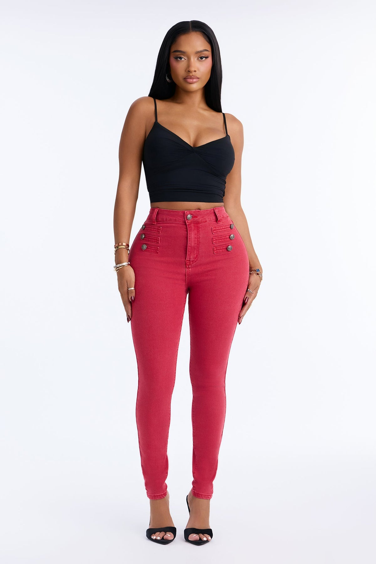 Sailor Girl Novelty Skinny Jeans - Red
