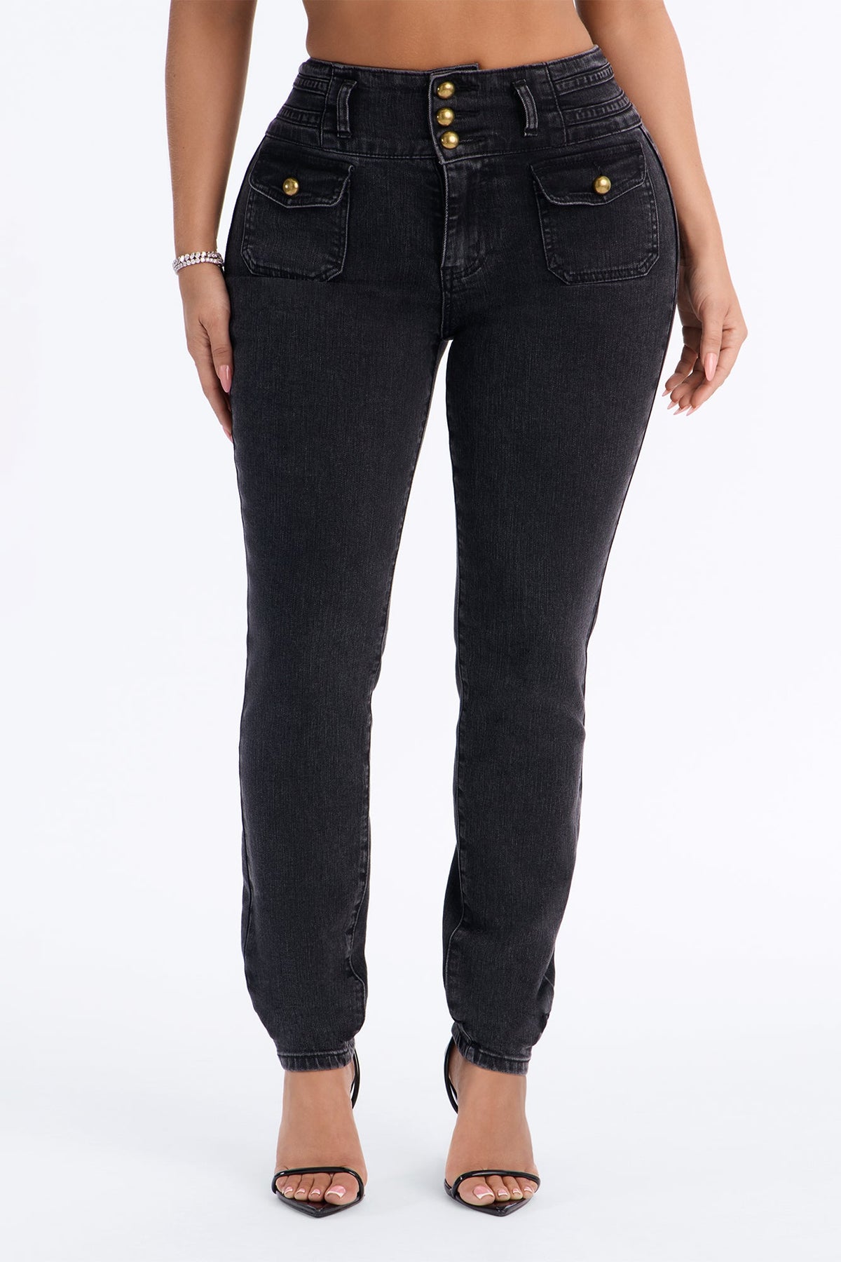 Royal Title High Rise Skinny Jeans - Black Wash