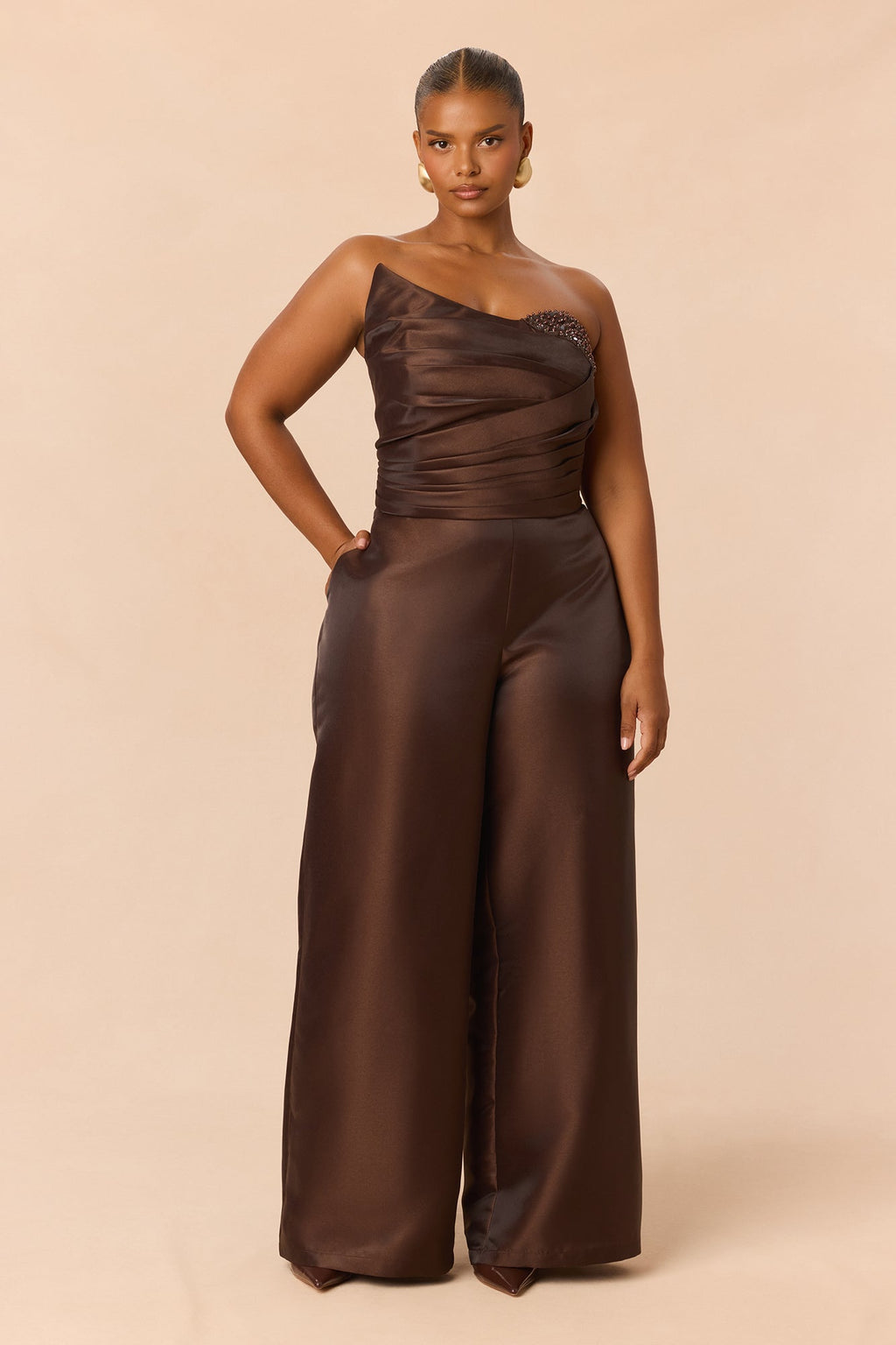 Lovers Lane Taffeta Pant Set - Chocolate