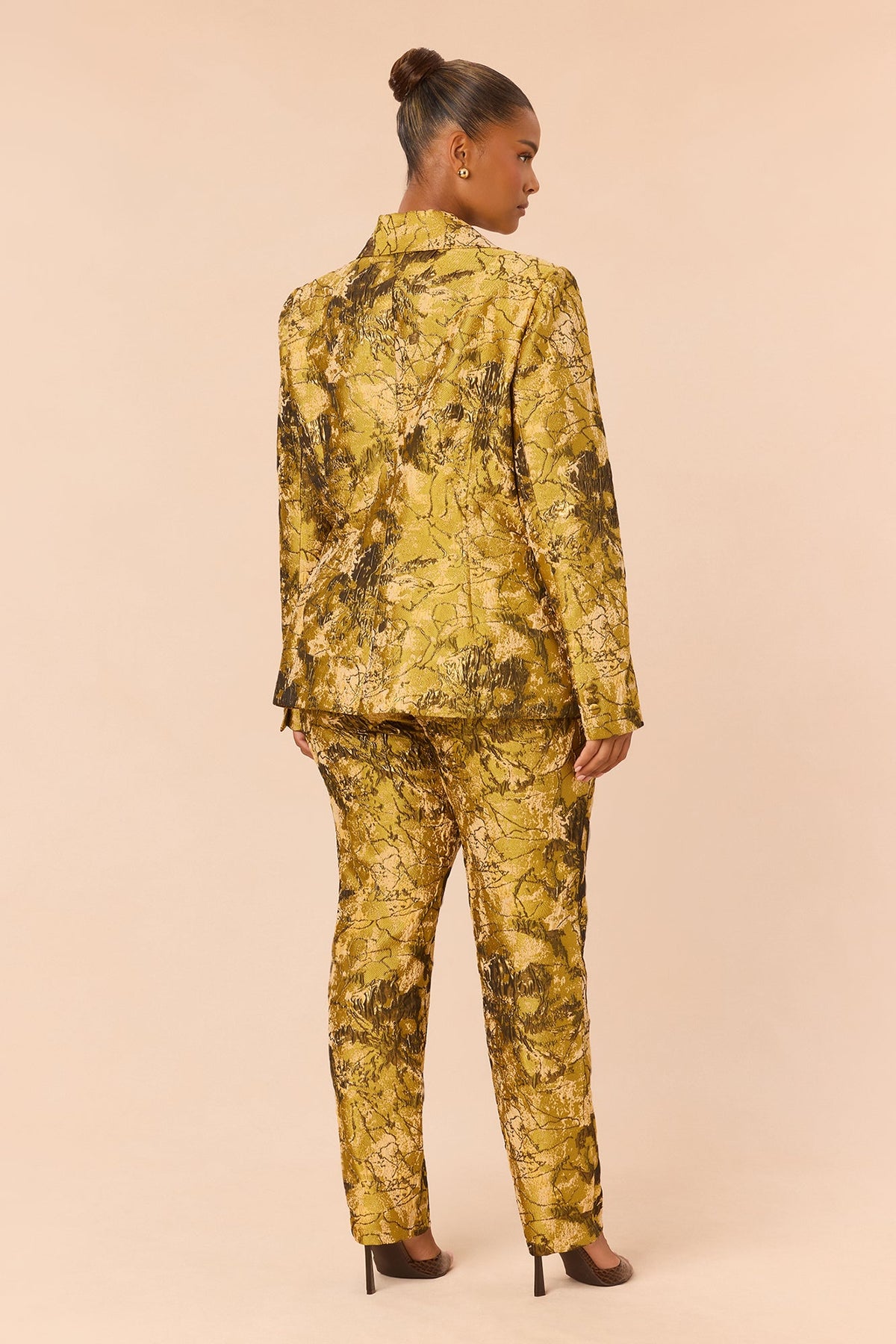 Lola Jacquard Blazer Pant Set - Gold/combo