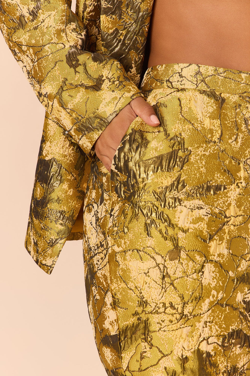 Lola Jacquard Blazer Pant Set - Gold/combo