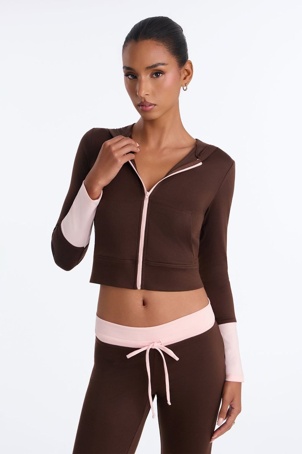 Guila Contrast Pant Set - Brown/combo
