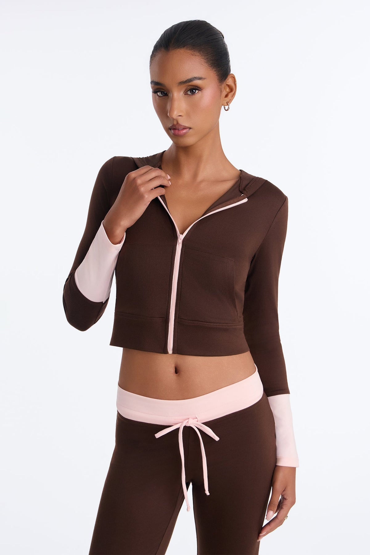 Guila Contrast Pant Set - Brown/combo