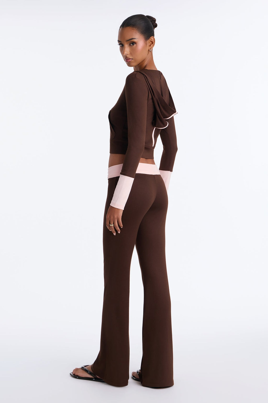 Guila Contrast Pant Set - Brown/combo