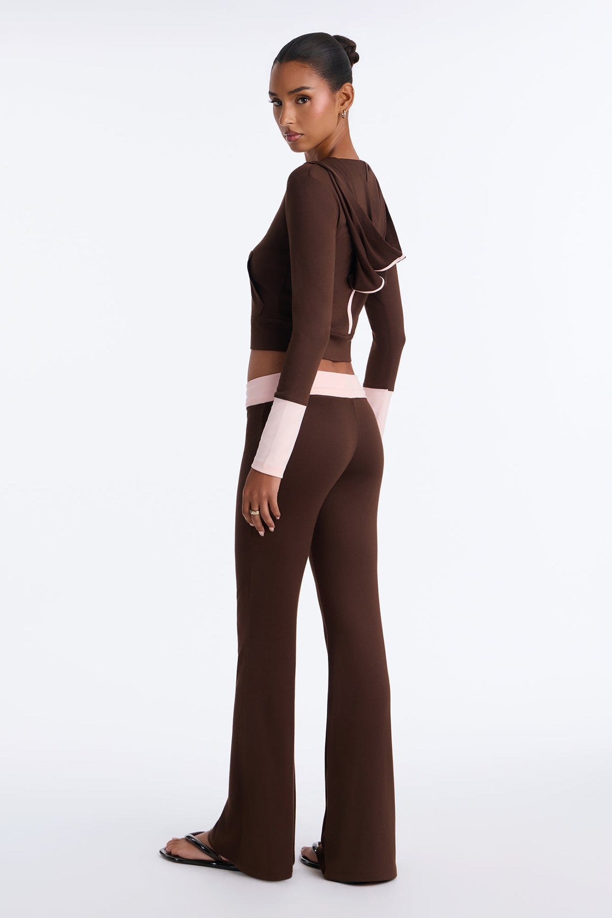 Guila Contrast Pant Set - Brown/combo