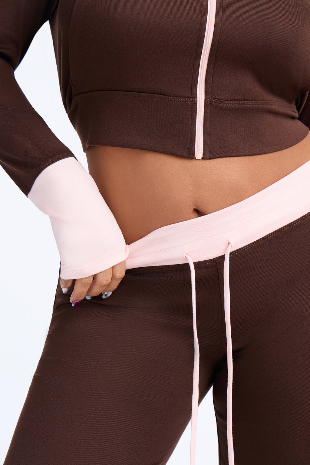 Guila Contrast Pant Set - Brown/combo