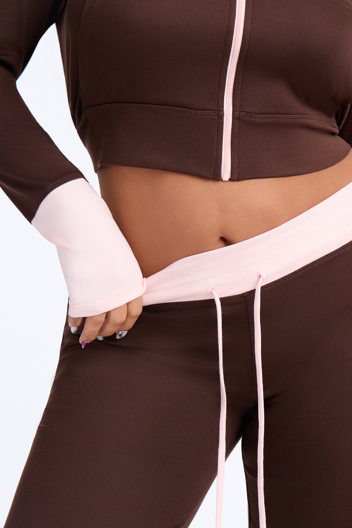 Guila Contrast Pant Set - Brown/combo