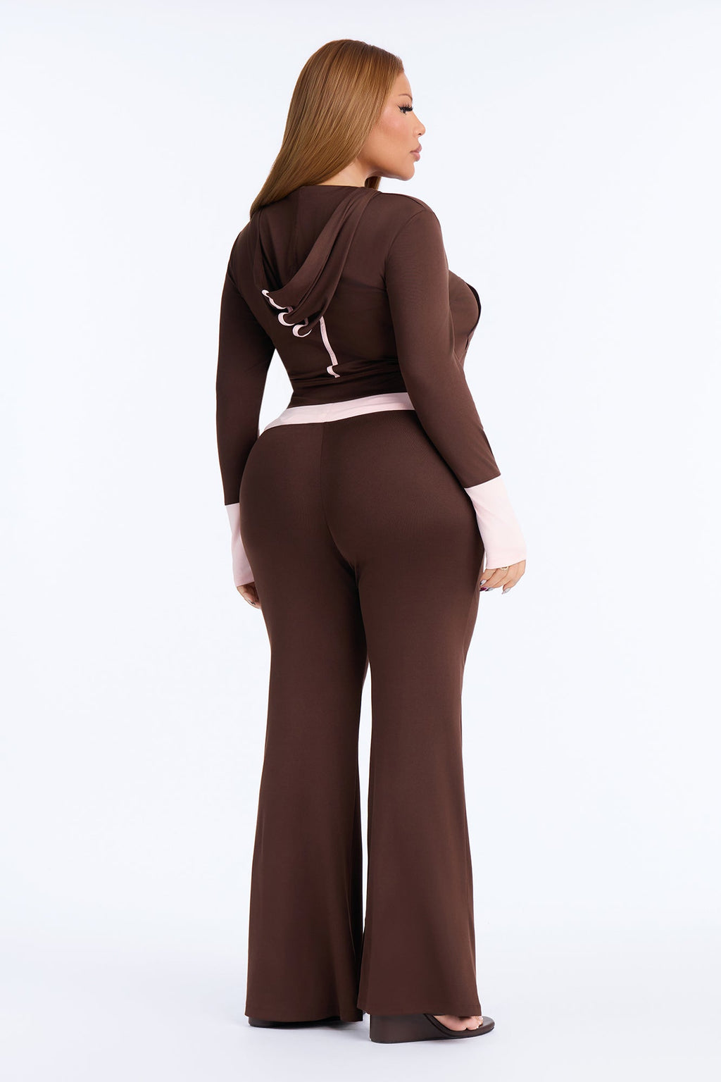 Guila Contrast Pant Set - Brown/combo