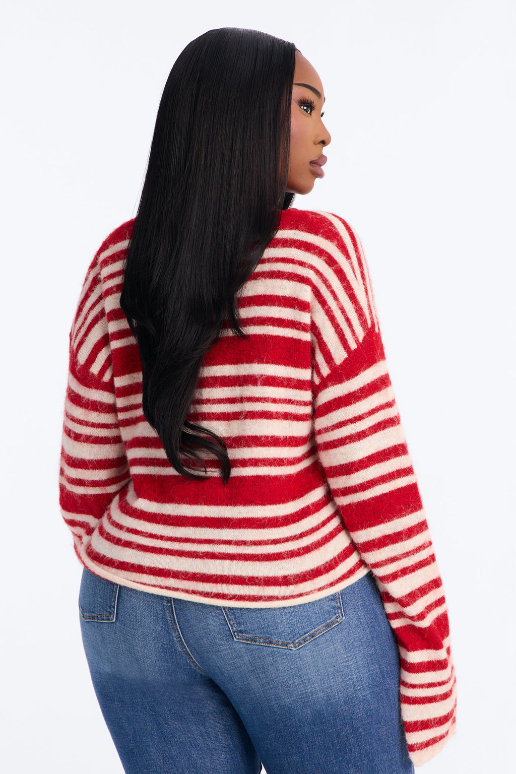 Warm Feeling Striped Cardigan - Red/combo