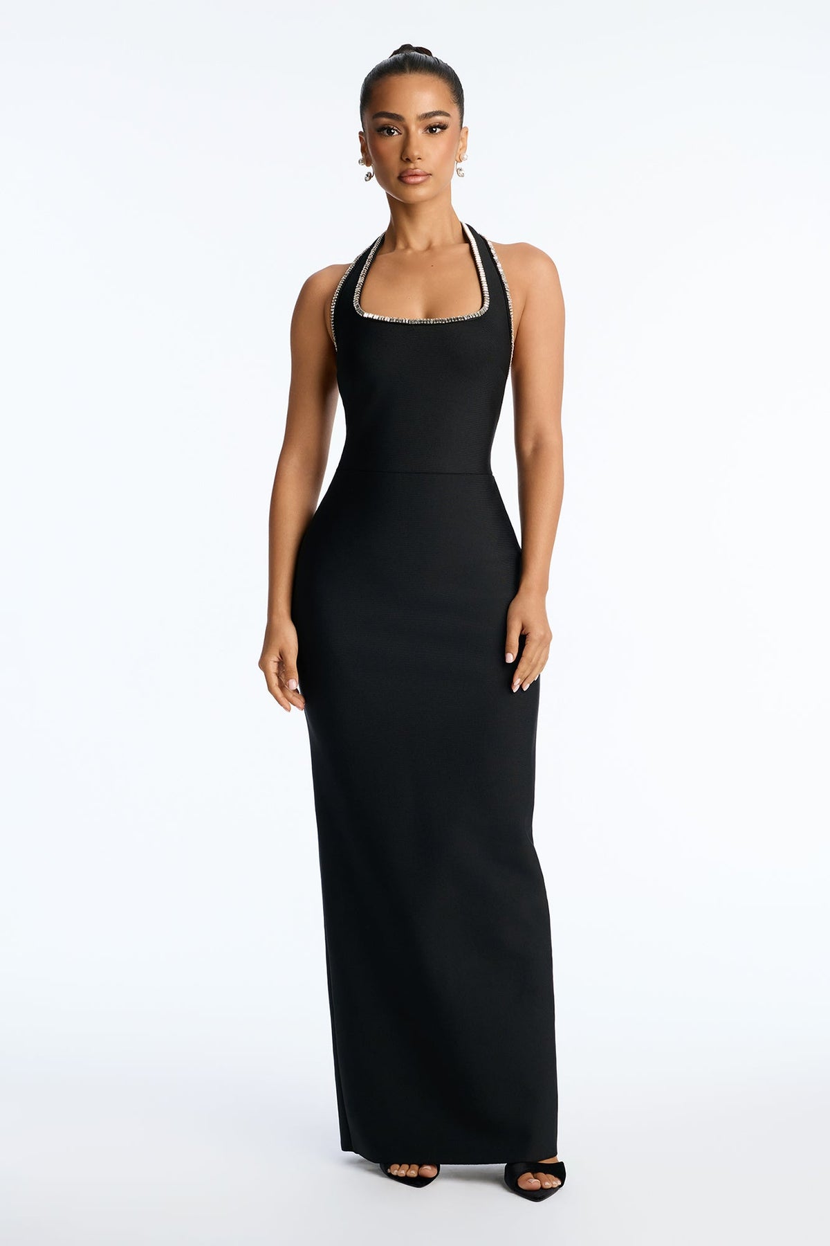 Met Your Match Bandage Halter Maxi Dress - Black