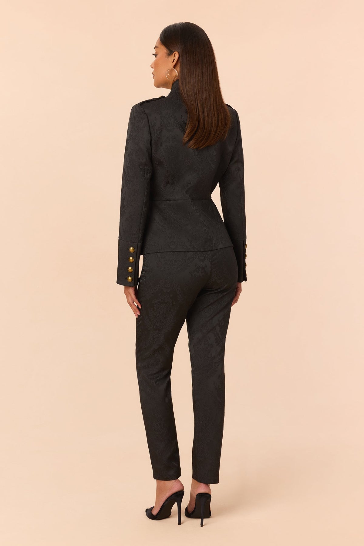 Vara Jacquard Pant Set - Black