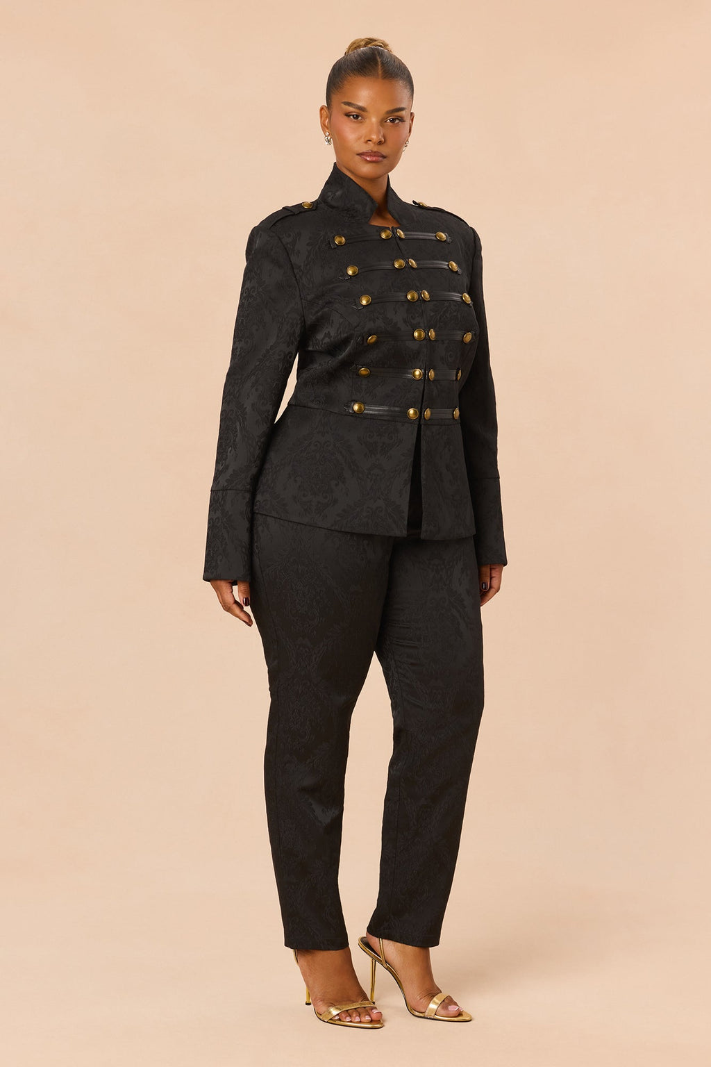 Vara Jacquard Pant Set - Black
