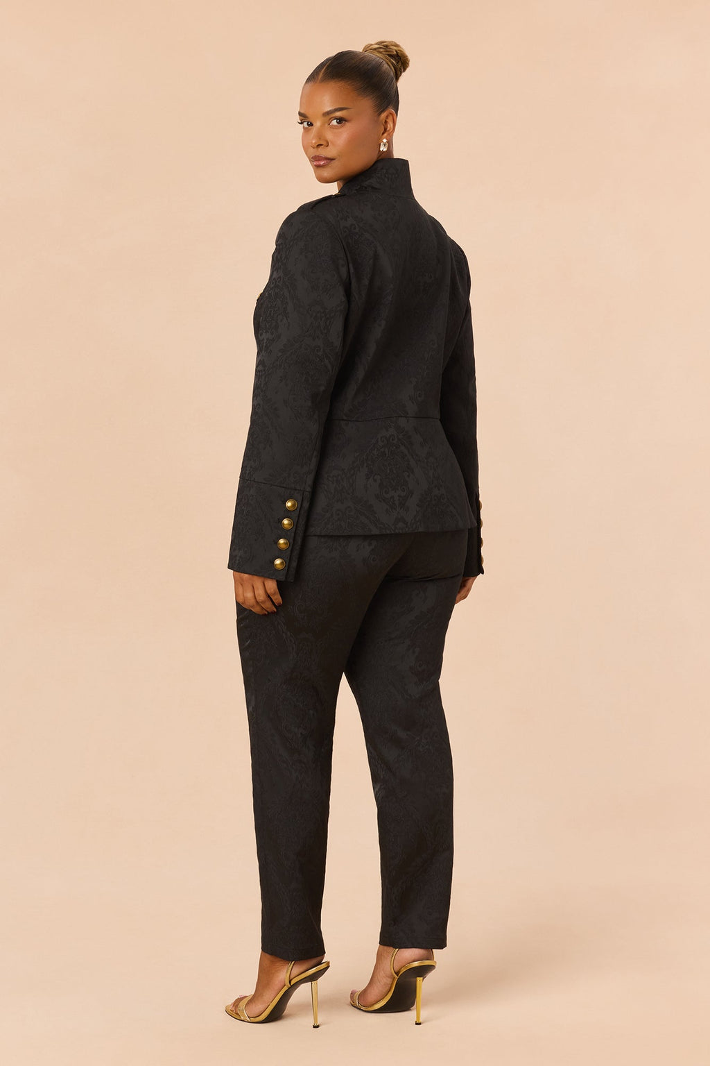 Vara Jacquard Pant Set - Black