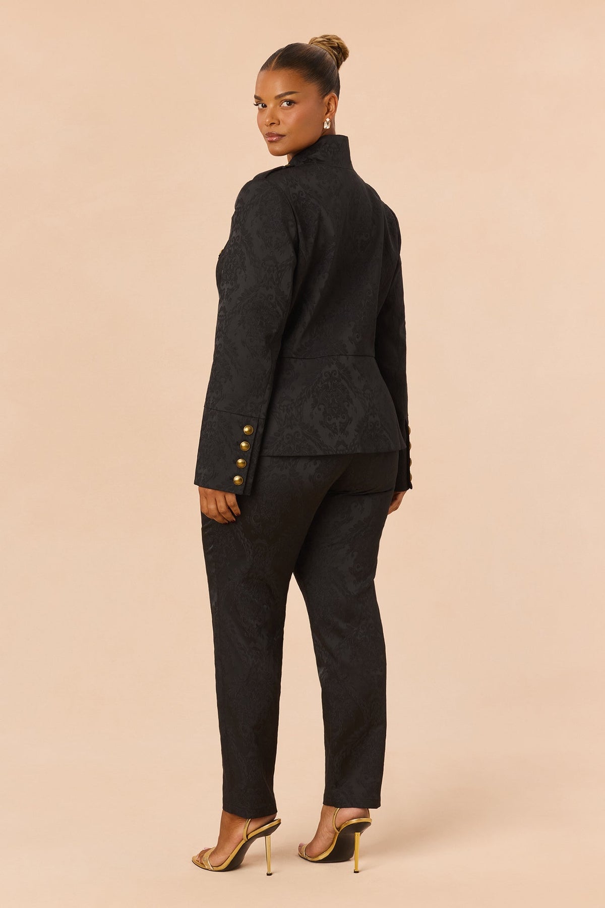Vara Jacquard Pant Set - Black