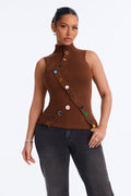 Making Art Mock Neck Sweater Top - Chocolate