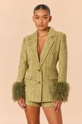 Miranda Fur Trim Tweed Short Set - Green