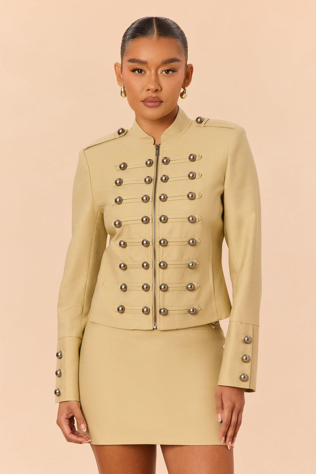 Main One Conductor Jacket Skirt Set - Khaki