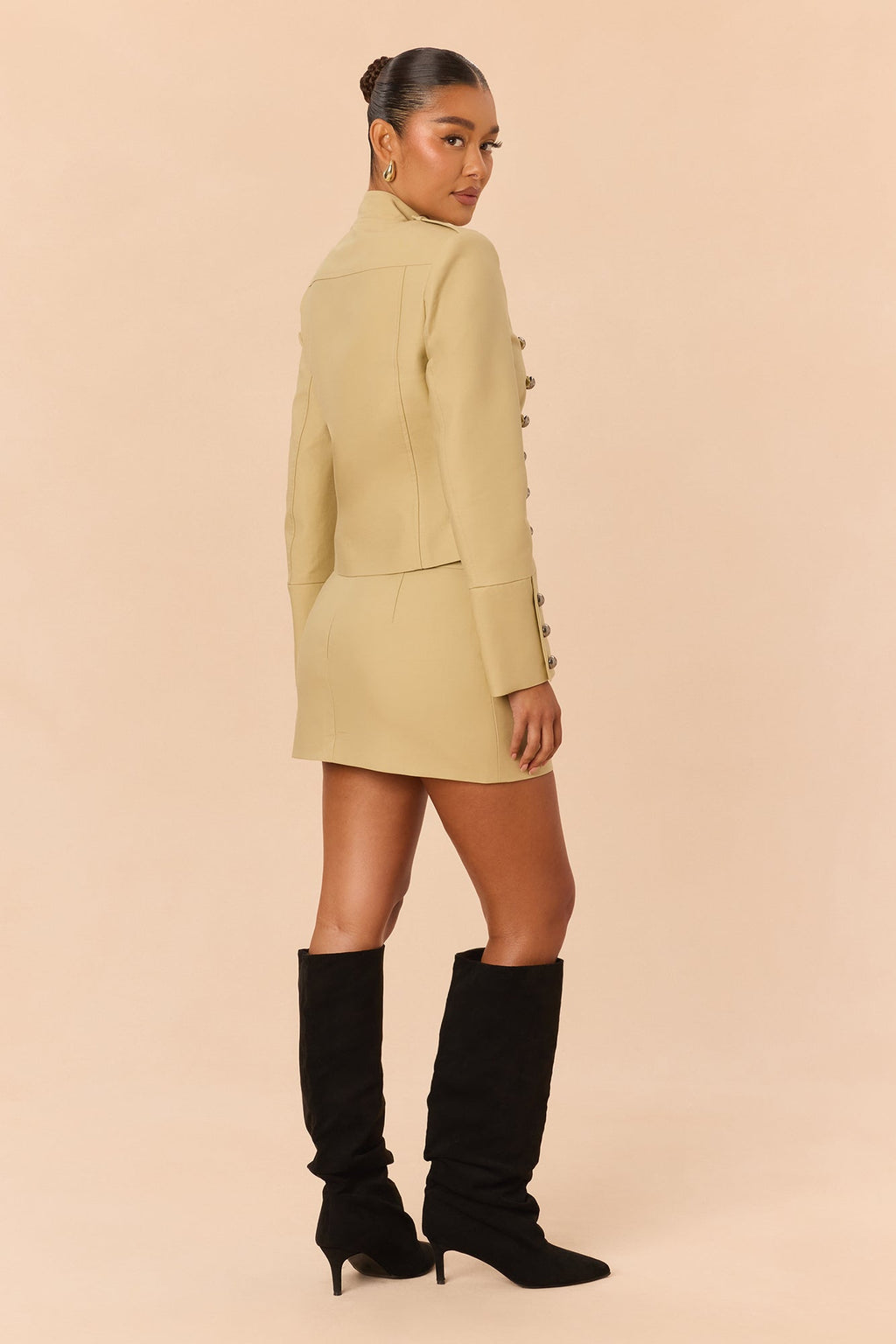 Main One Conductor Jacket Skirt Set - Khaki