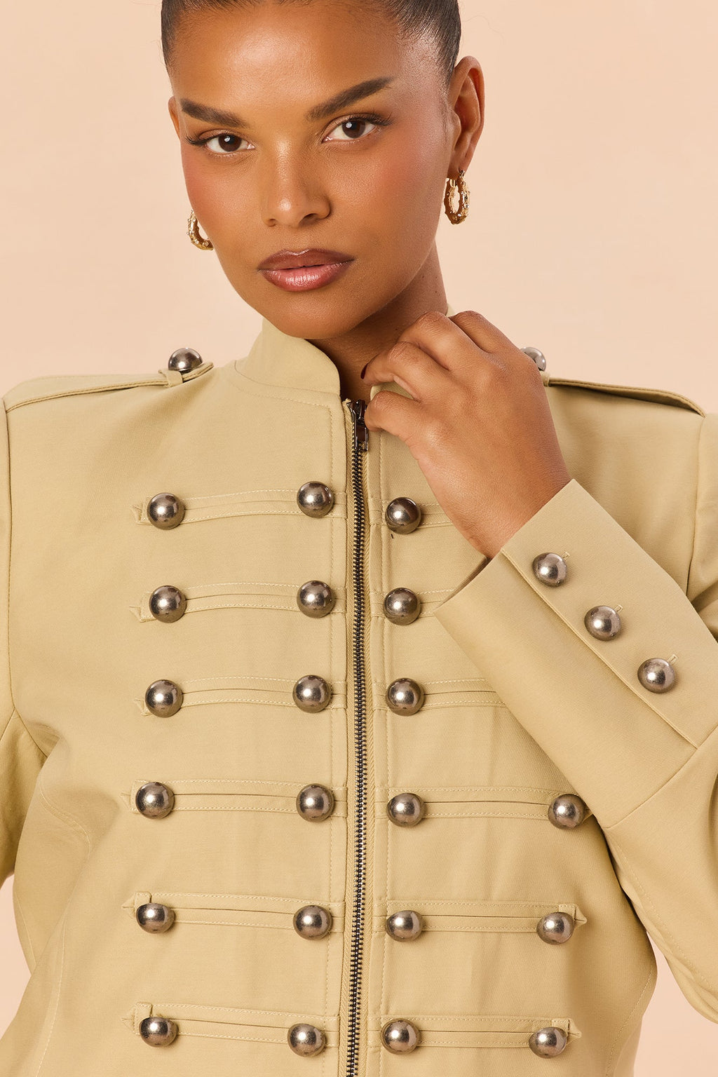 Main One Conductor Jacket Skirt Set - Khaki