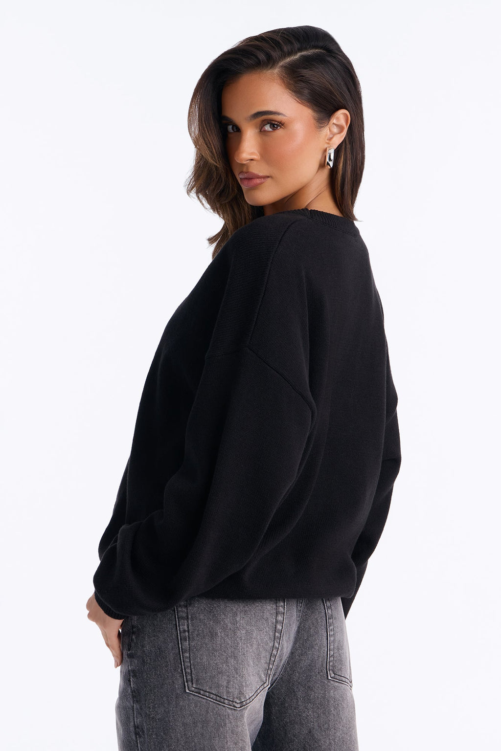 Gemma Deep U Neck Sweater - Black