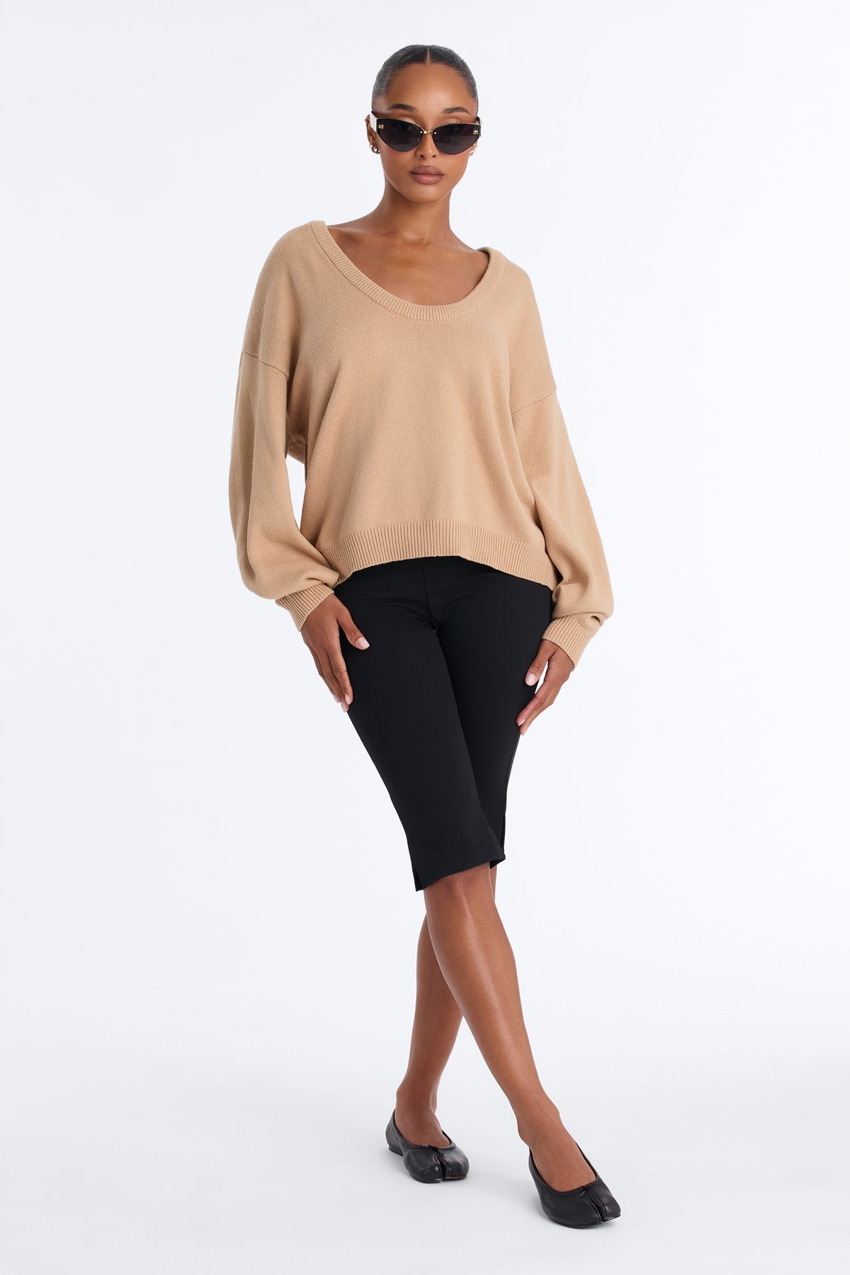 Gemma Deep U Neck Sweater - Mocha