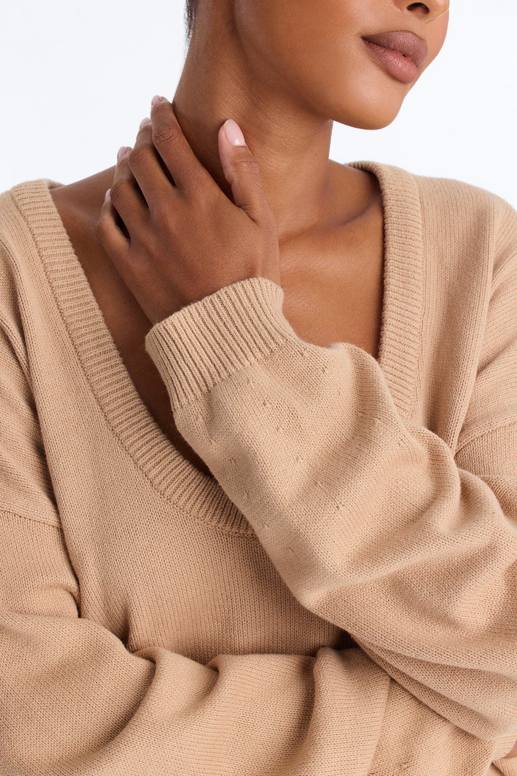 Gemma Deep U Neck Sweater - Mocha