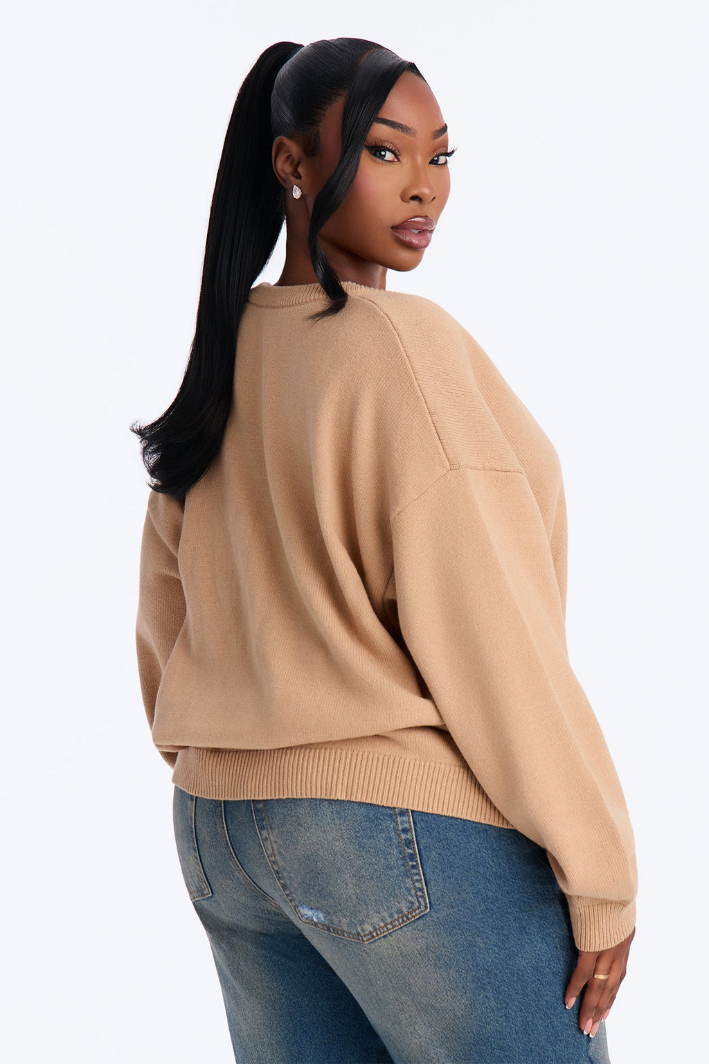 Gemma Deep U Neck Sweater - Mocha